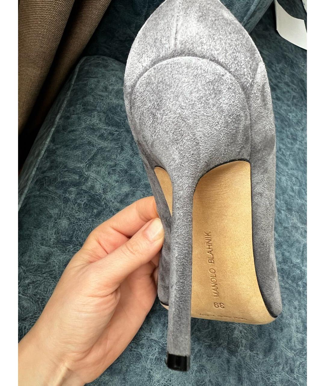 MANOLO BLAHNIK Серые замшевые туфли, фото 7