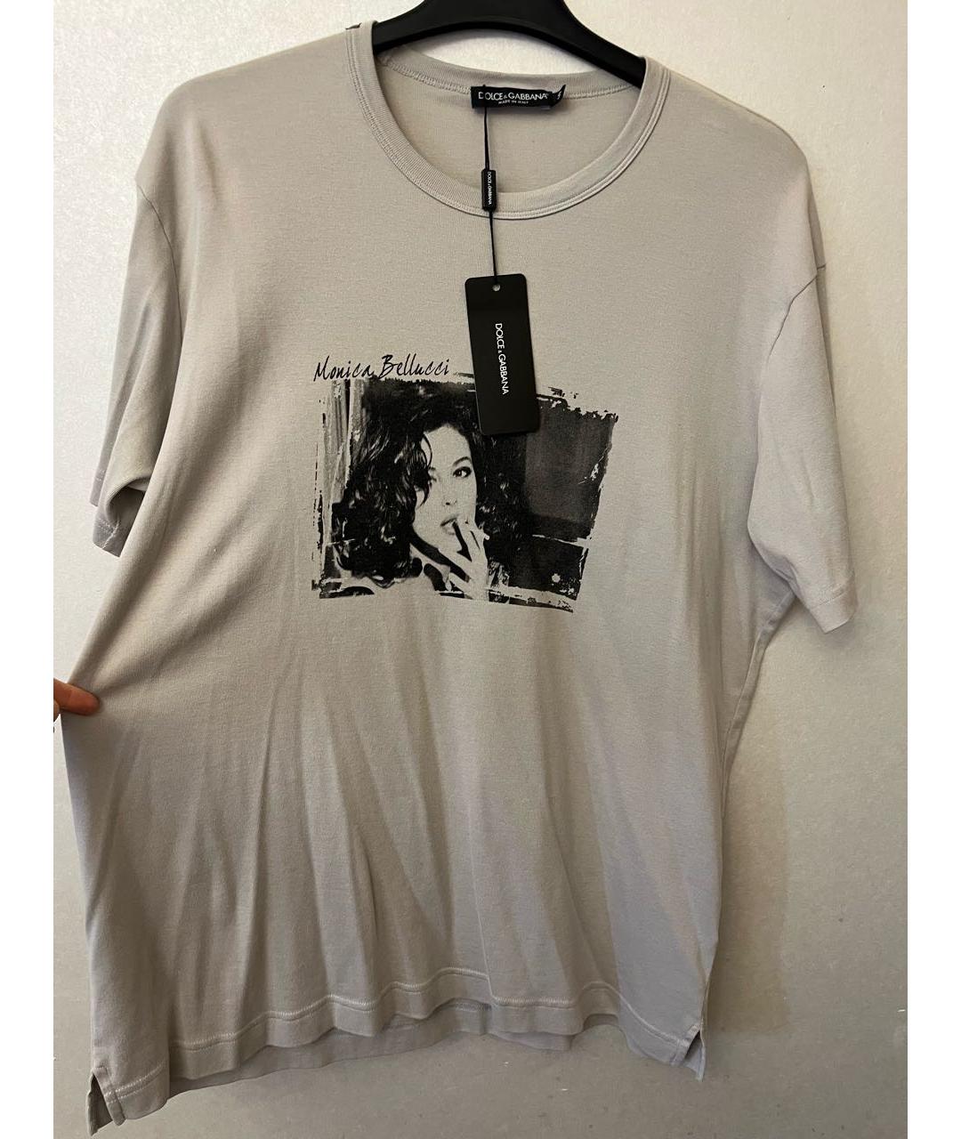 DOLCE&GABBANA Серая хлопковая футболка, фото 3