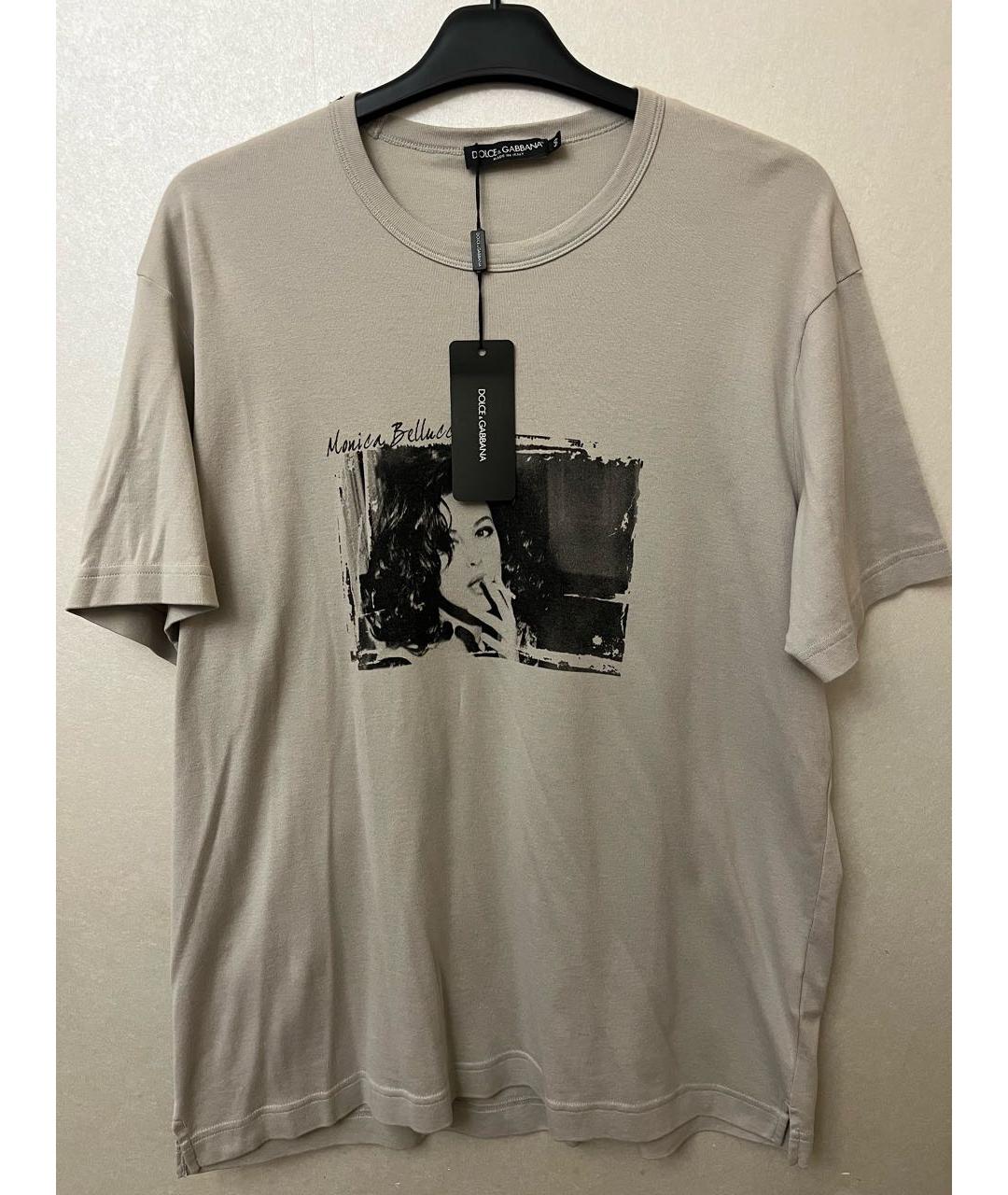 DOLCE&GABBANA Серая хлопковая футболка, фото 7