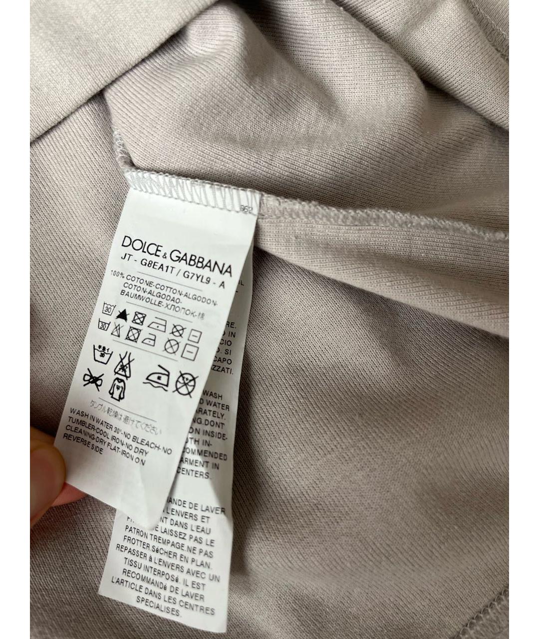 DOLCE&GABBANA Серая хлопковая футболка, фото 5