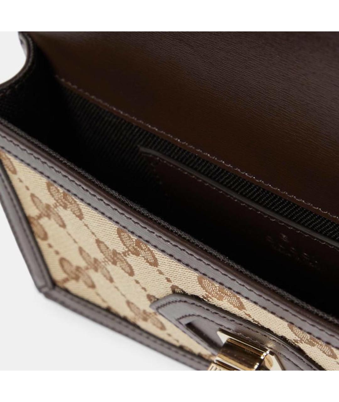 GUCCI Коричневая кожаная сумка с короткими ручками, фото 6