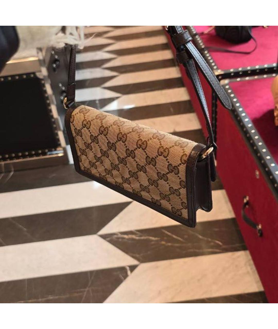 GUCCI Коричневая кожаная сумка с короткими ручками, фото 4