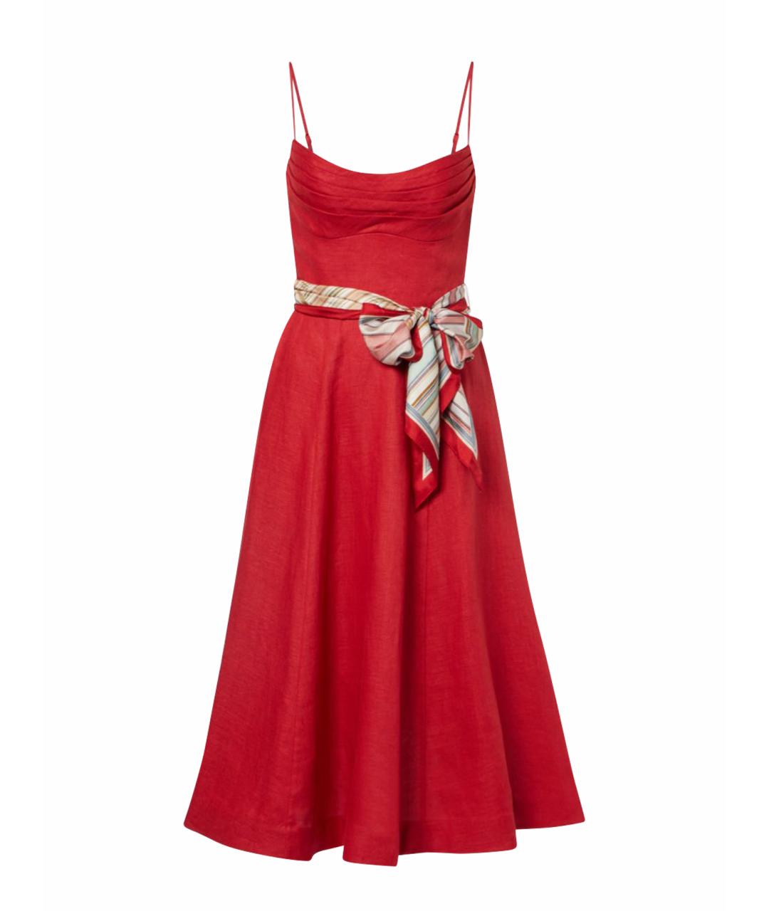 ZIMMERMANN Красное льняное коктейльное платье, фото 1