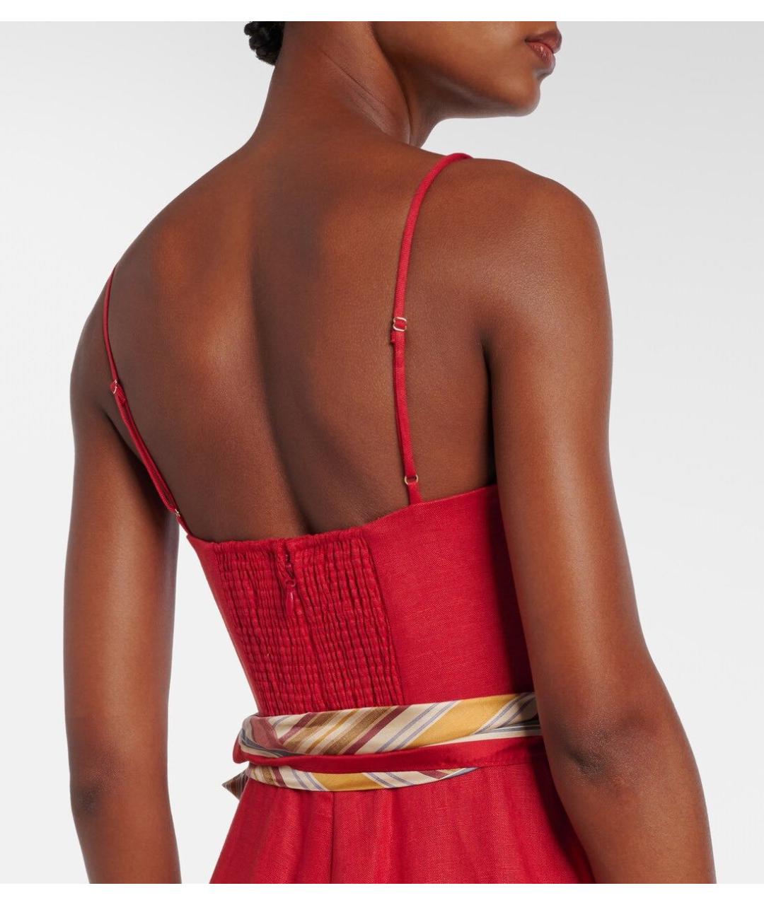 ZIMMERMANN Красное льняное коктейльное платье, фото 2