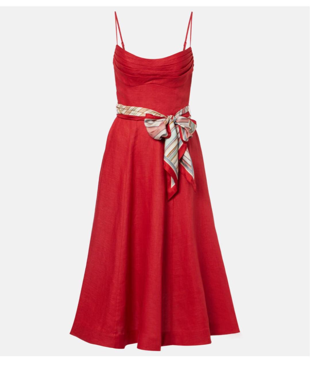 ZIMMERMANN Красное льняное коктейльное платье, фото 9