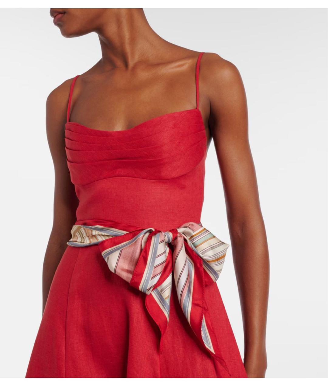 ZIMMERMANN Красное льняное коктейльное платье, фото 5