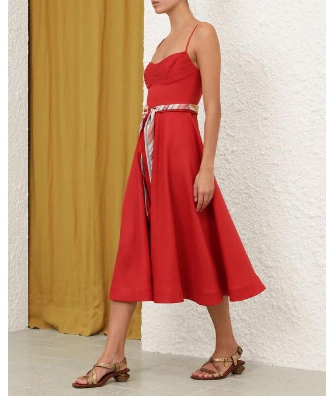 ZIMMERMANN Красное льняное коктейльное платье, фото 8