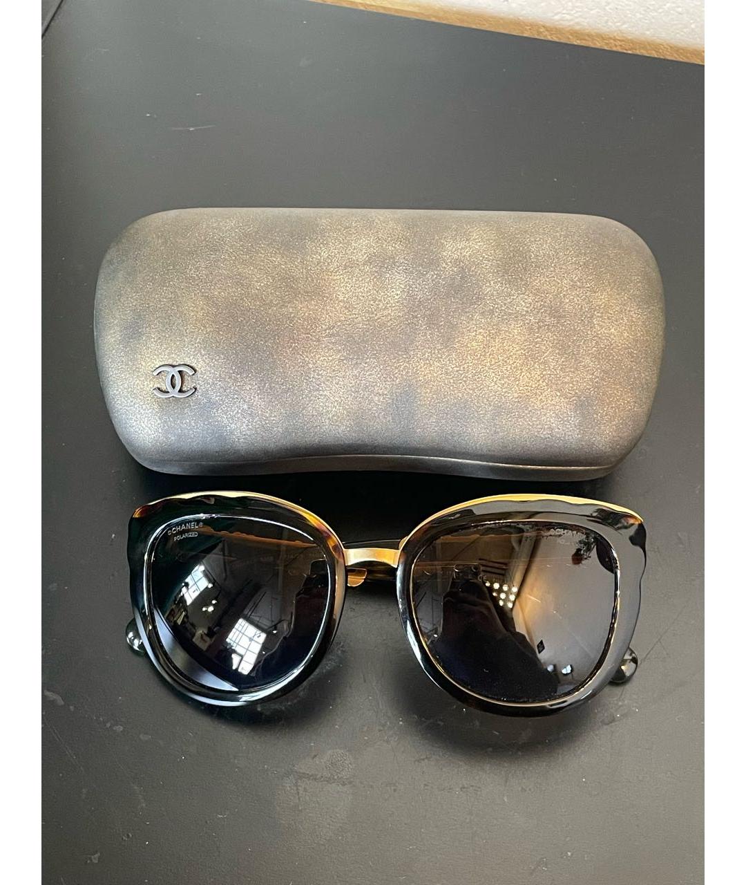 CHANEL Коричневые пластиковые солнцезащитные очки, фото 4