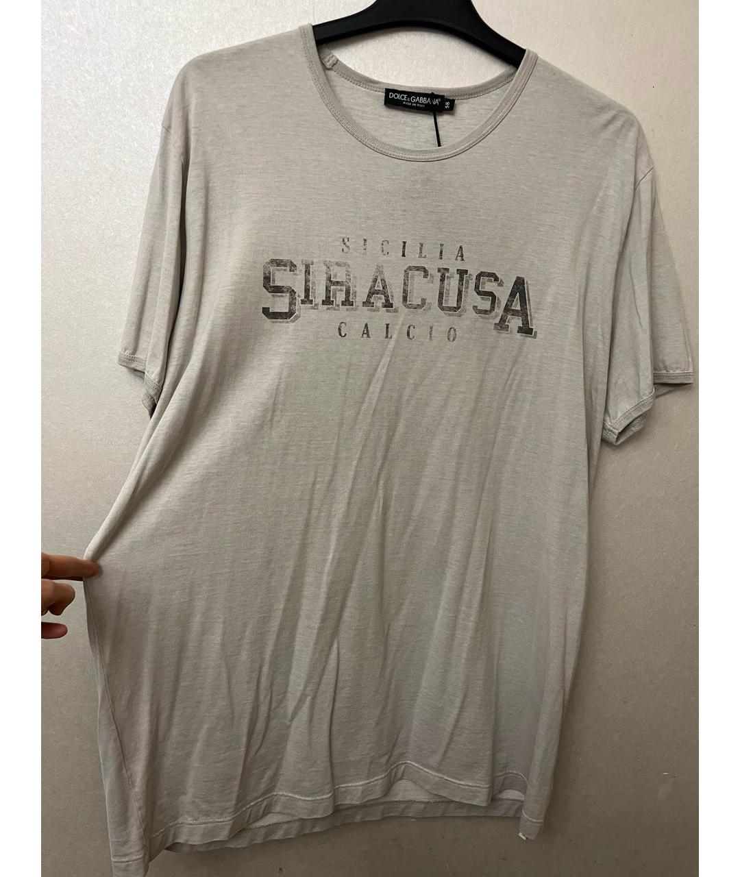 DOLCE&GABBANA Серая хлопковая футболка, фото 5
