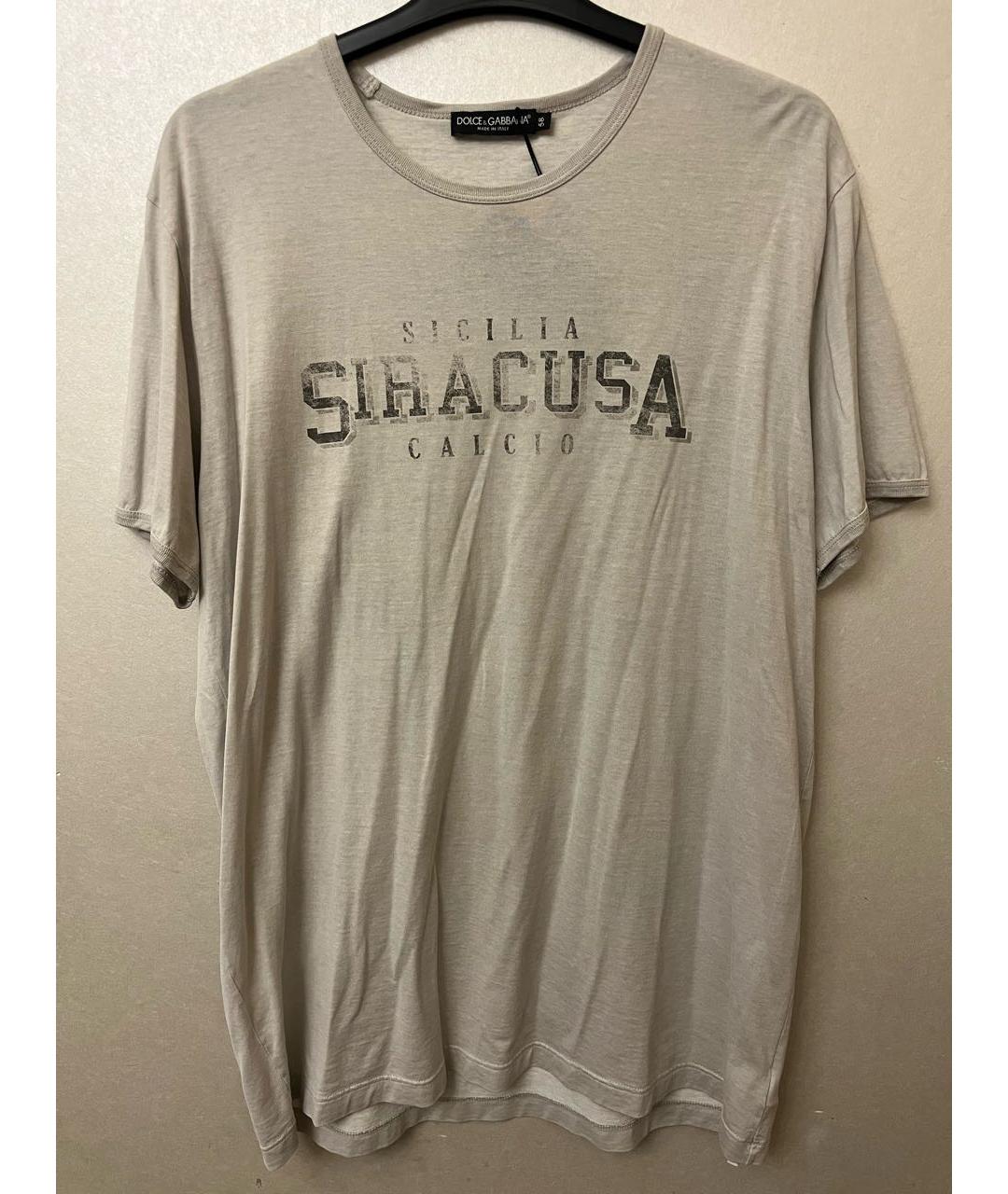 DOLCE&GABBANA Серая хлопковая футболка, фото 6