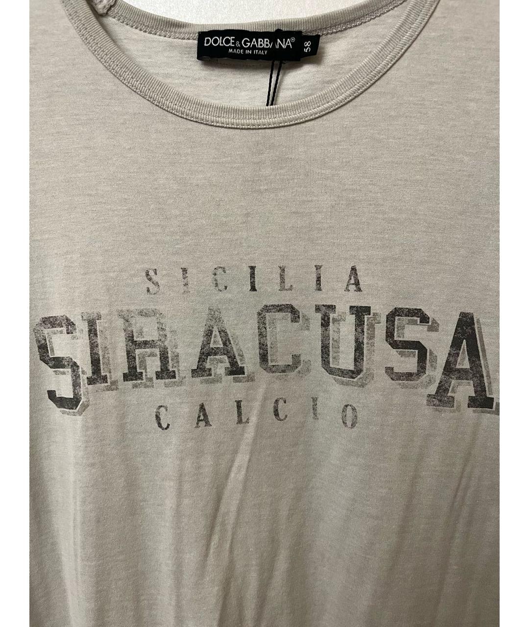 DOLCE&GABBANA Серая хлопковая футболка, фото 7