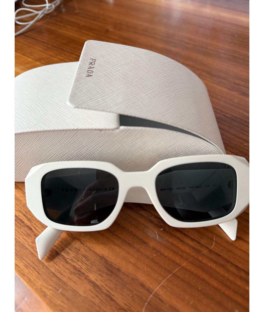 PRADA Белые пластиковые солнцезащитные очки, фото 6