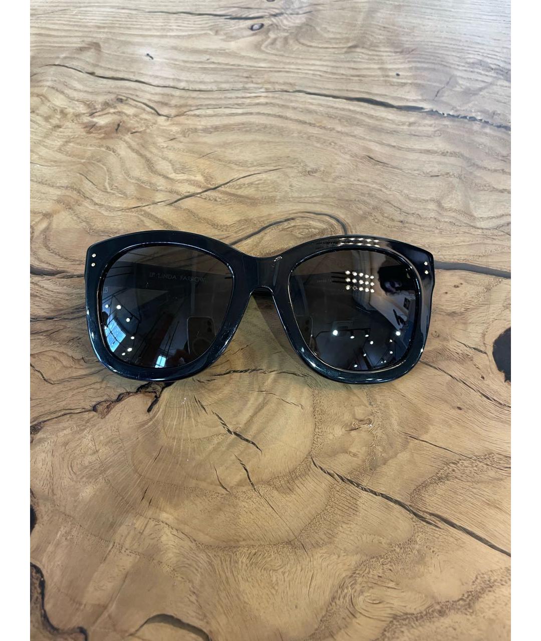 LINDA FARROW Черные пластиковые солнцезащитные очки, фото 8