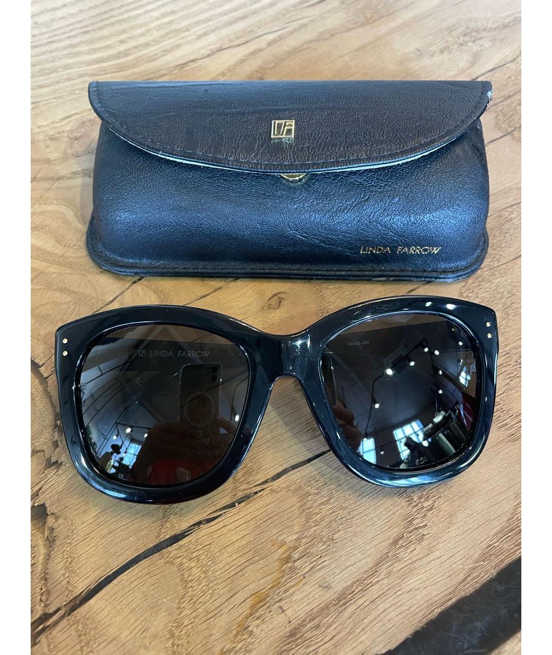 LINDA FARROW Черные пластиковые солнцезащитные очки, фото 4