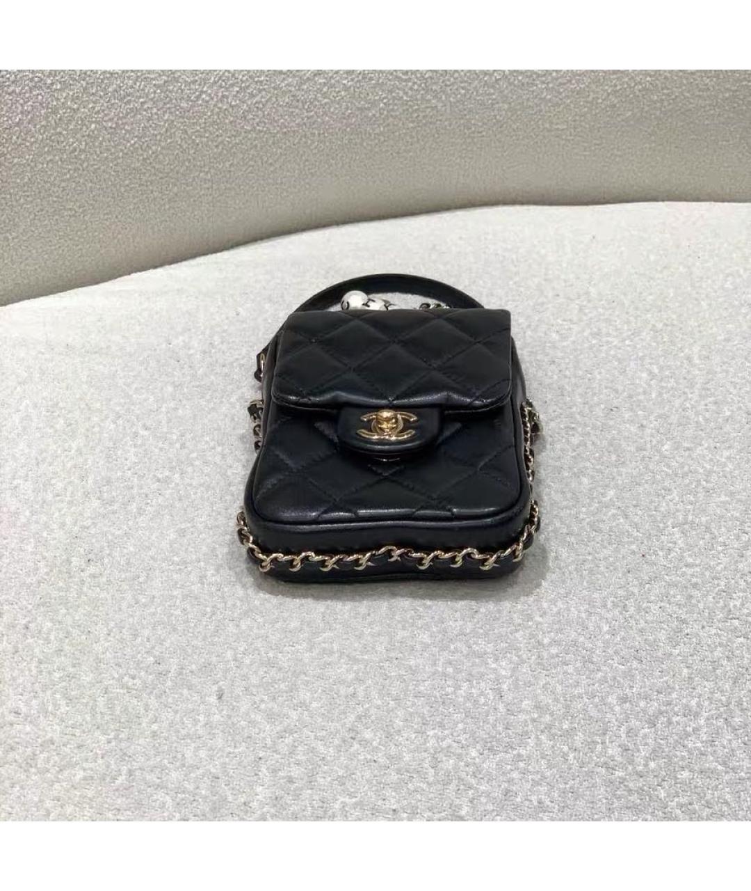 CHANEL Черная кожаная сумка через плечо, фото 6