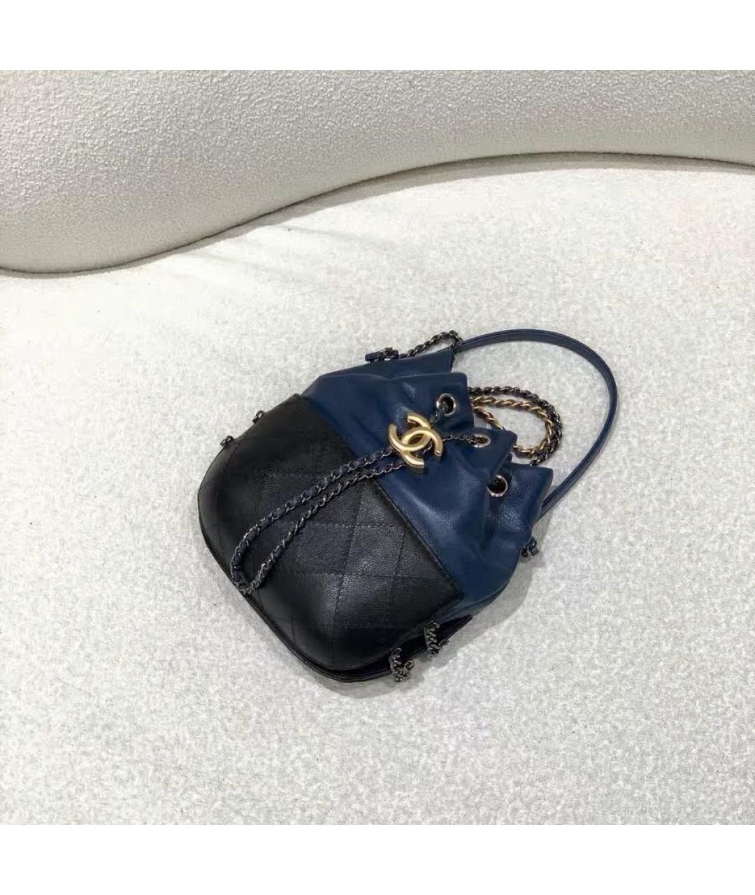 CHANEL Темно-синяя кожаная сумка через плечо, фото 4