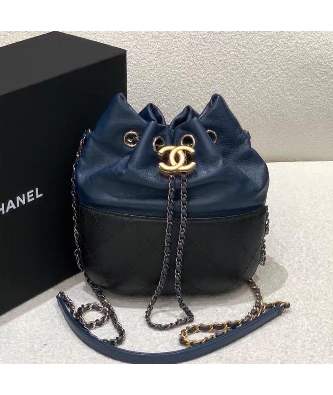 CHANEL Темно-синяя кожаная сумка через плечо, фото 7