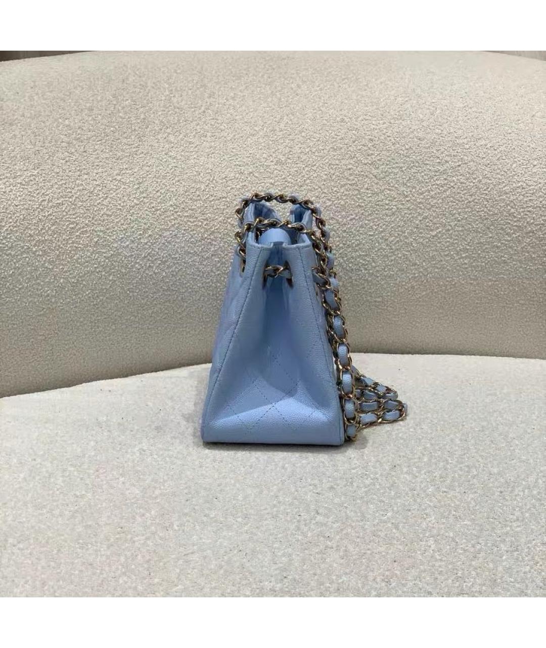 CHANEL Голубая кожаная сумка через плечо, фото 4