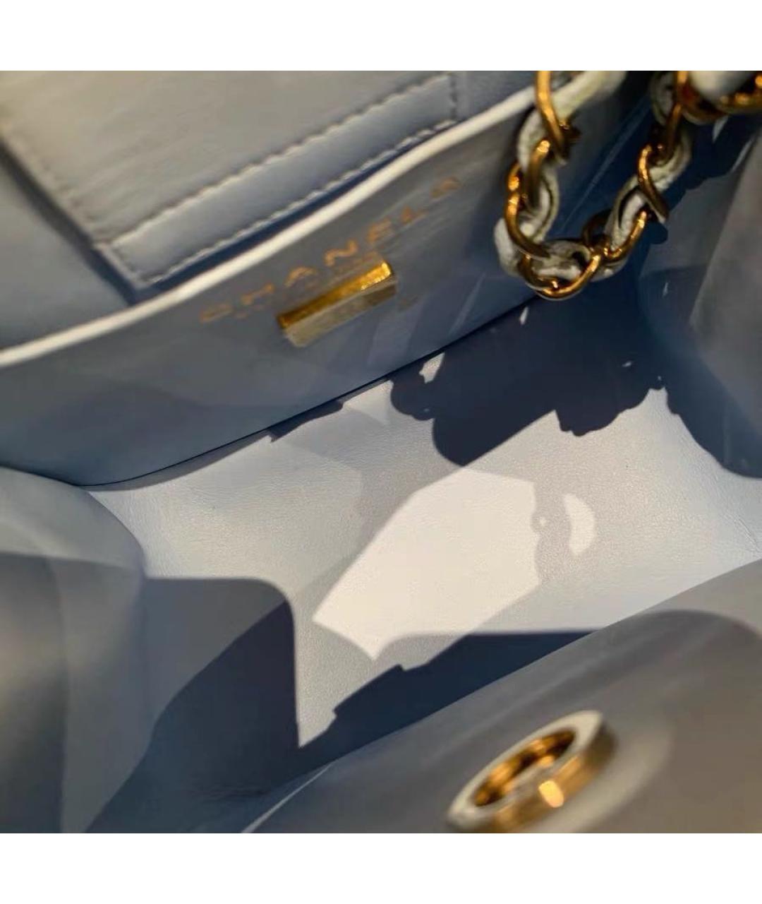 CHANEL Голубая кожаная сумка через плечо, фото 6