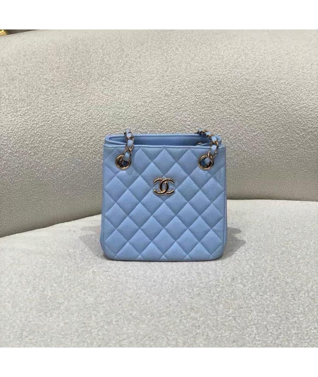 CHANEL Голубая кожаная сумка через плечо, фото 7