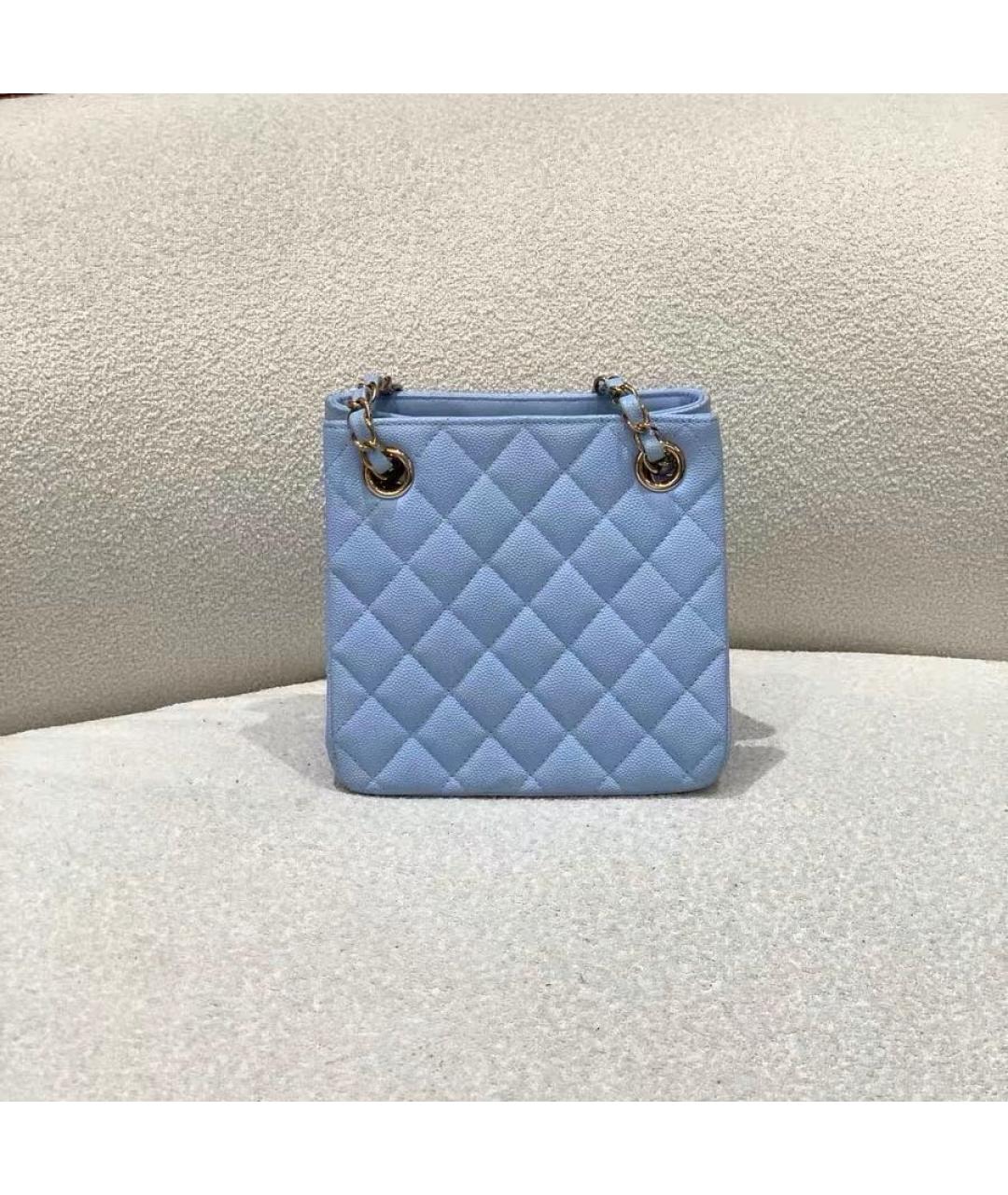 CHANEL Голубая кожаная сумка через плечо, фото 3