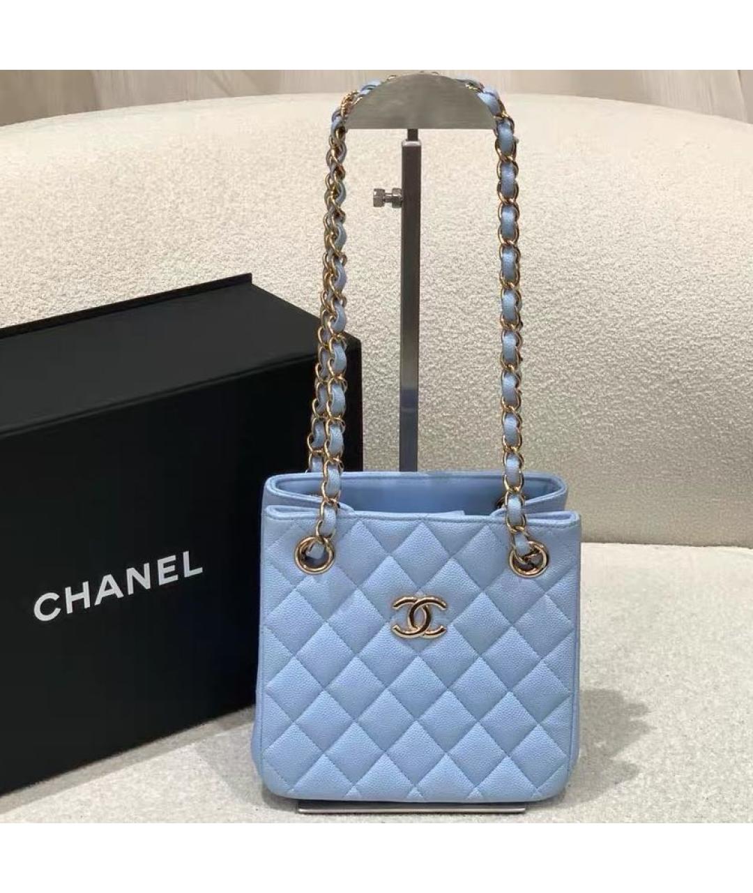 CHANEL Голубая кожаная сумка через плечо, фото 2