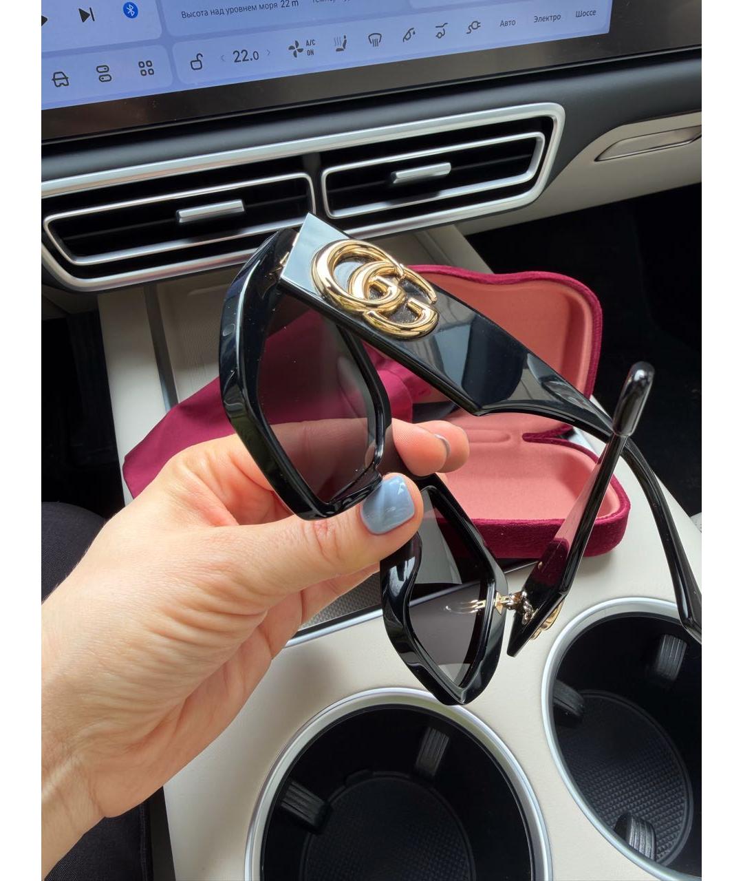 GUCCI Черные пластиковые солнцезащитные очки, фото 8