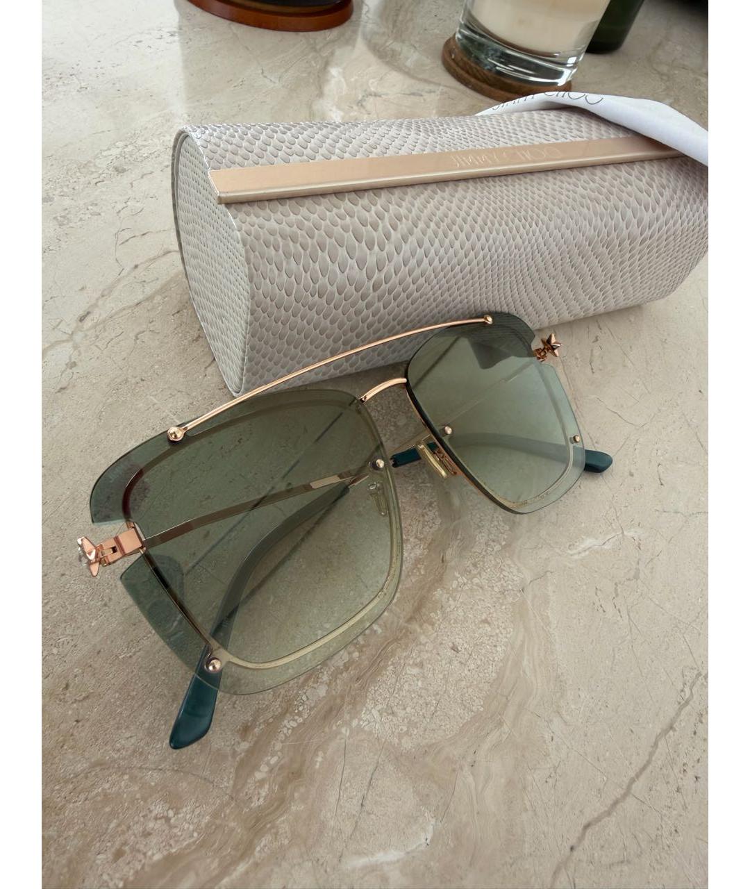 JIMMY CHOO Хаки металлические солнцезащитные очки, фото 8