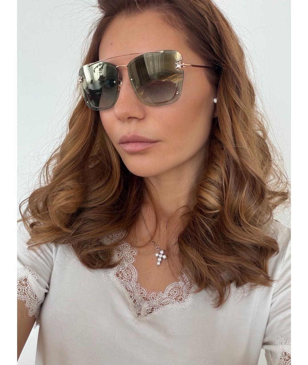JIMMY CHOO Хаки металлические солнцезащитные очки, фото 7