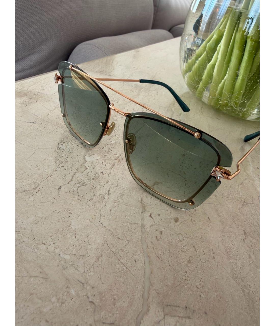 JIMMY CHOO Хаки металлические солнцезащитные очки, фото 2