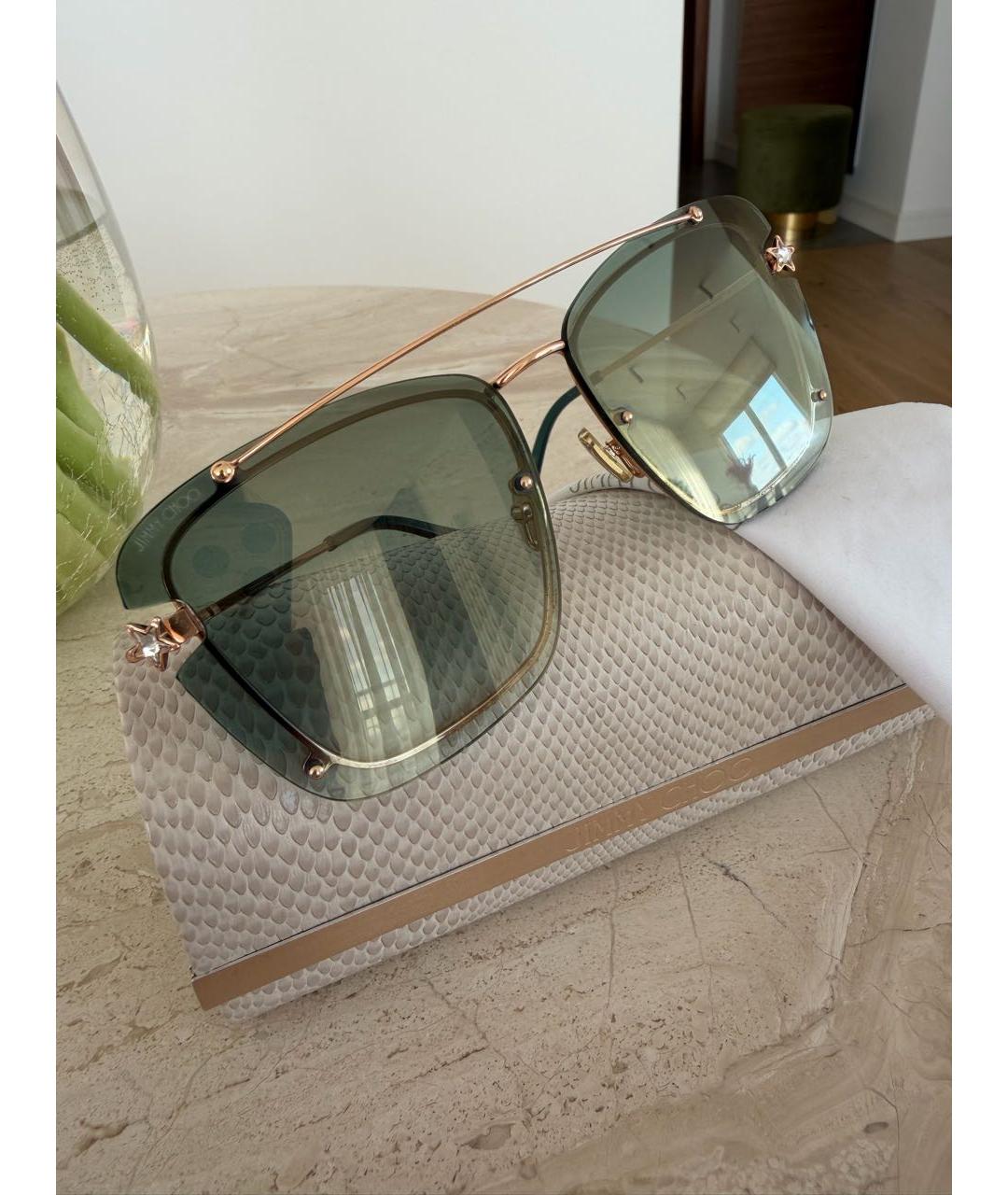 JIMMY CHOO Хаки металлические солнцезащитные очки, фото 5
