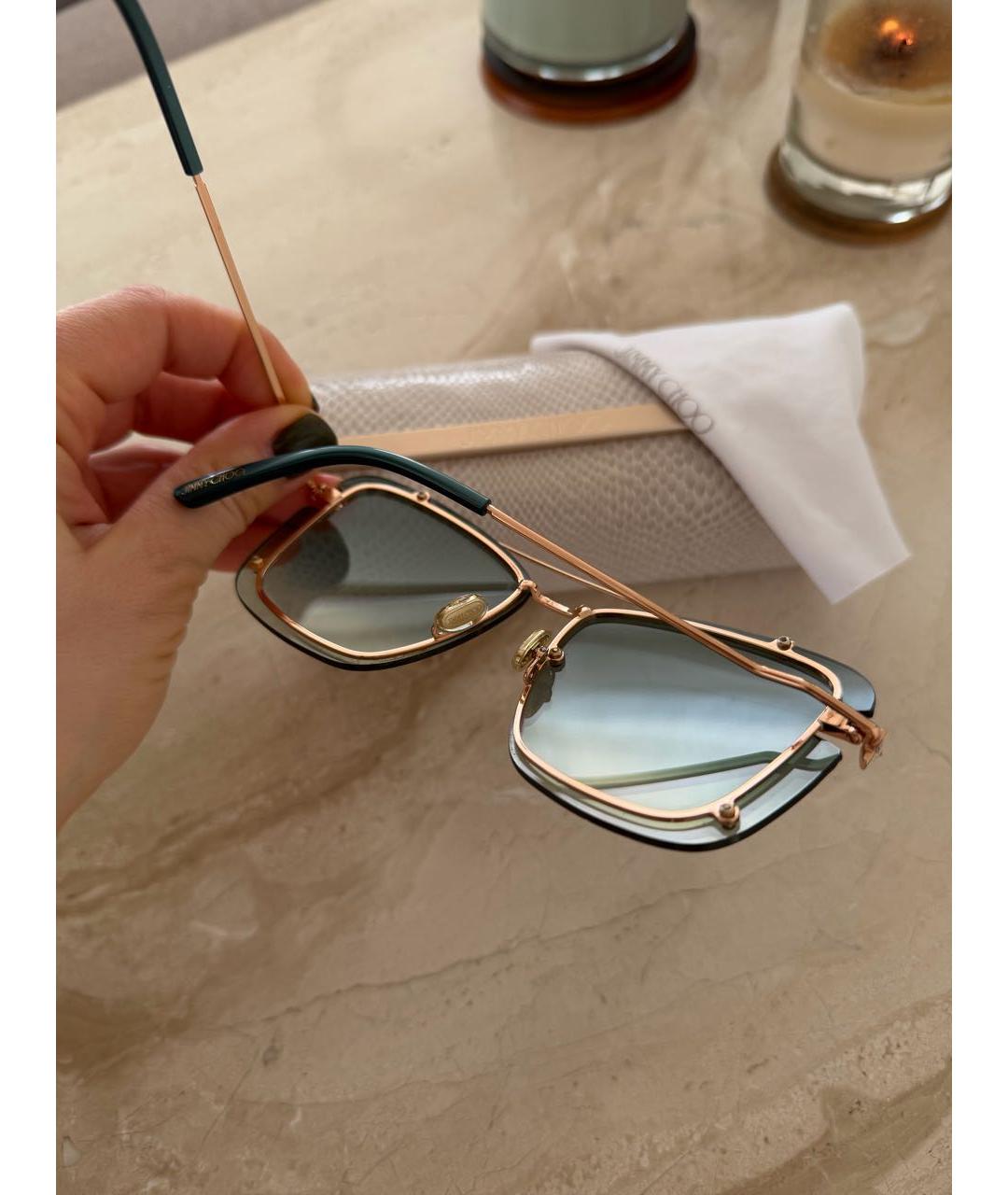 JIMMY CHOO Хаки металлические солнцезащитные очки, фото 3
