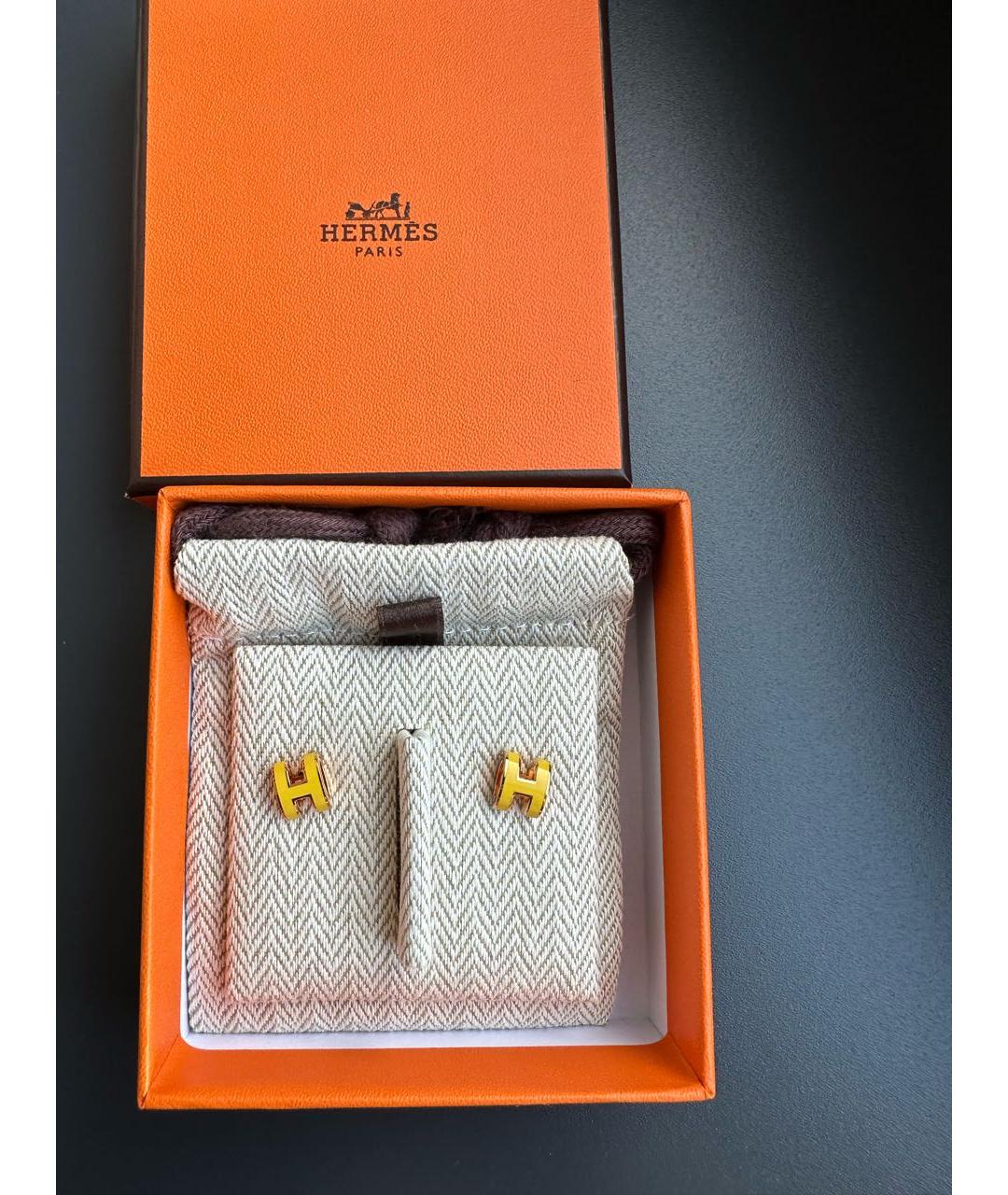 HERMES Желтые металлические серьги, фото 2