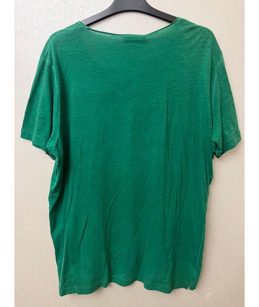 DSQUARED2 Зеленая хлопко-леновая футболка, фото 2