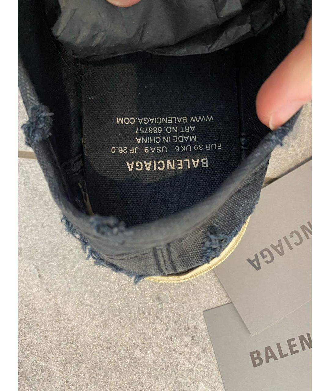 BALENCIAGA Темно-синие текстильные кеды, фото 4