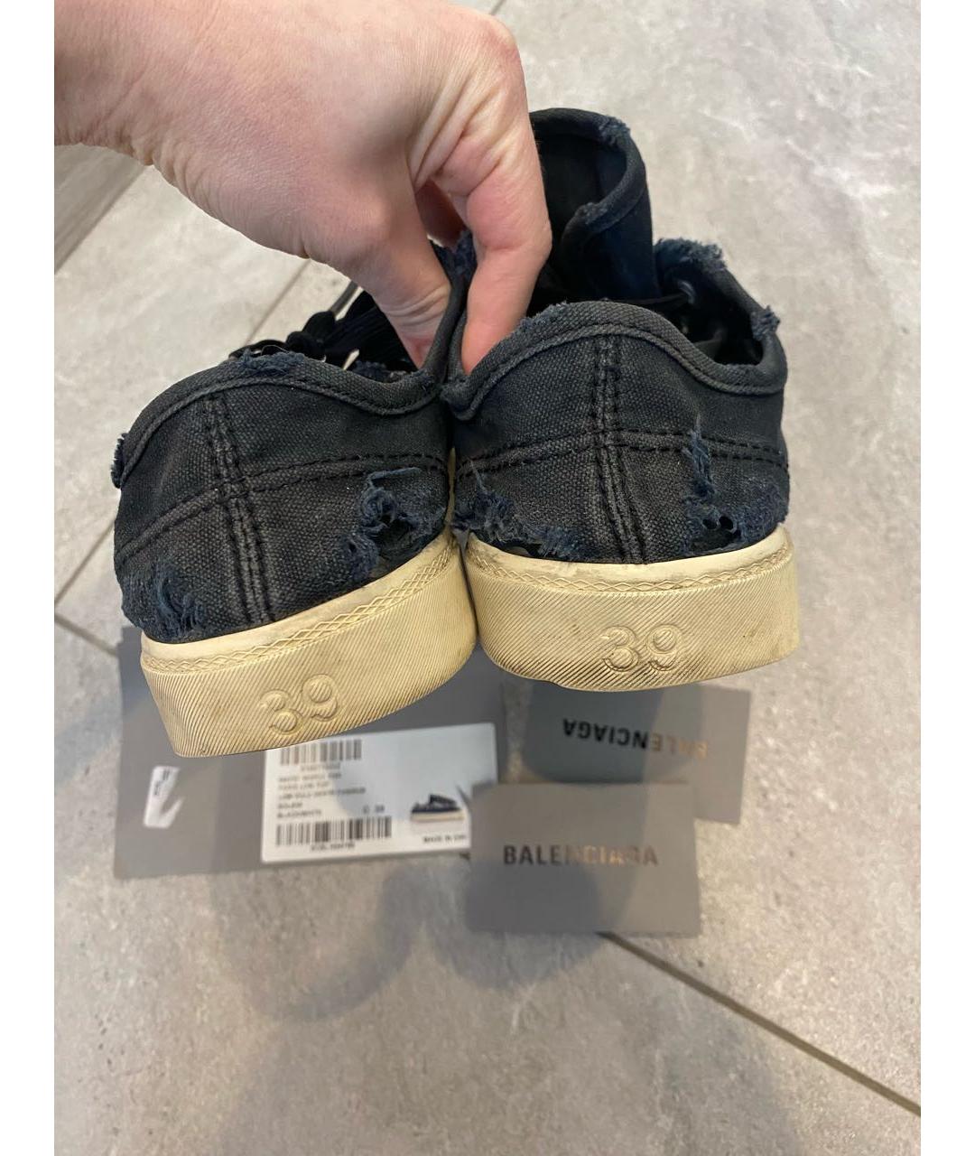 BALENCIAGA Темно-синие текстильные кеды, фото 3