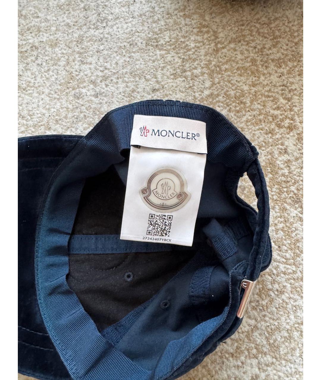 MONCLER Темно-синяя хлопковая кепка, фото 5