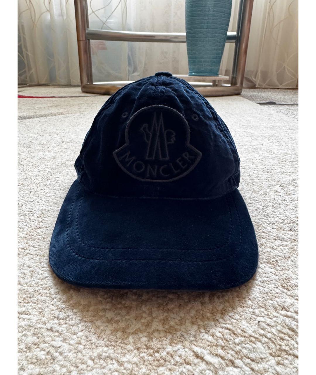 MONCLER Темно-синяя хлопковая кепка, фото 6