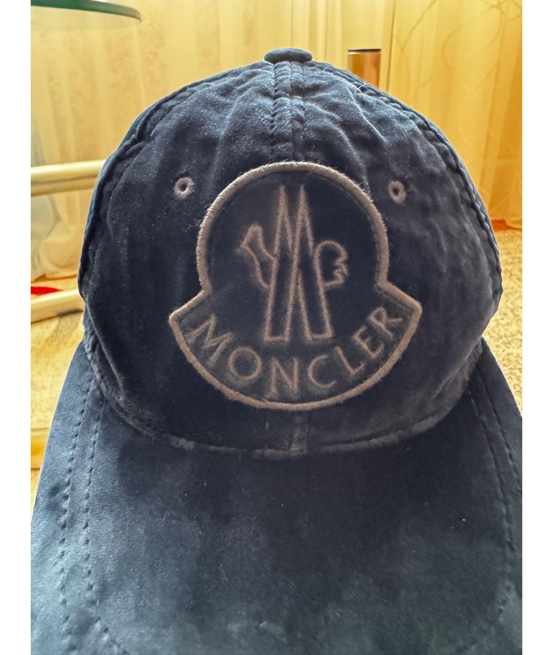 MONCLER Темно-синяя хлопковая кепка, фото 4