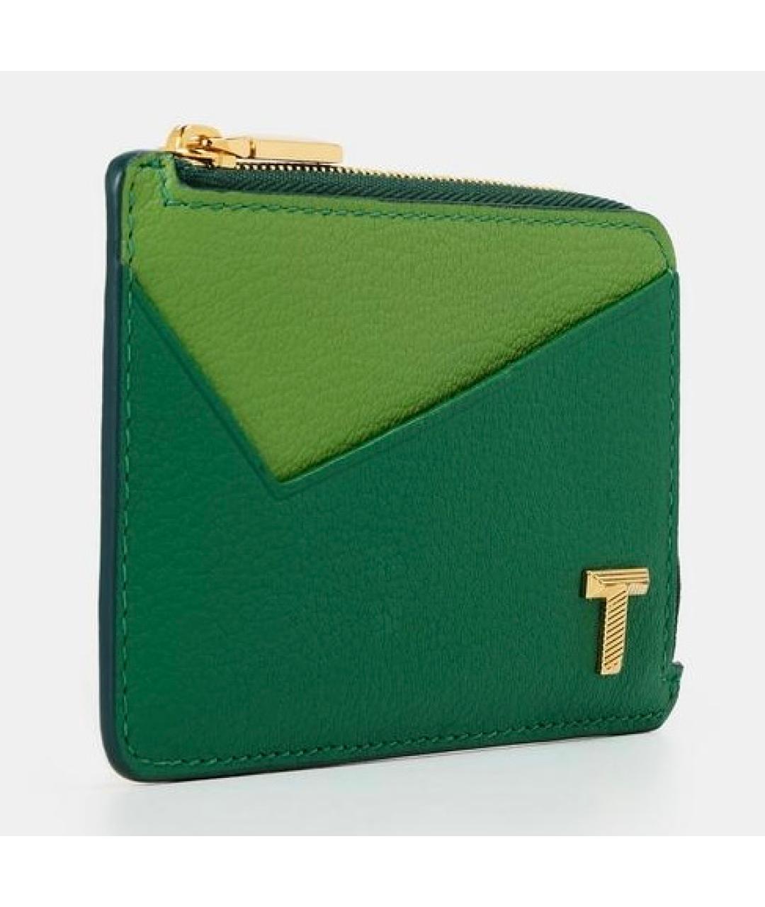 TIFFANY&CO Зеленый кожаный кардхолдер, фото 2