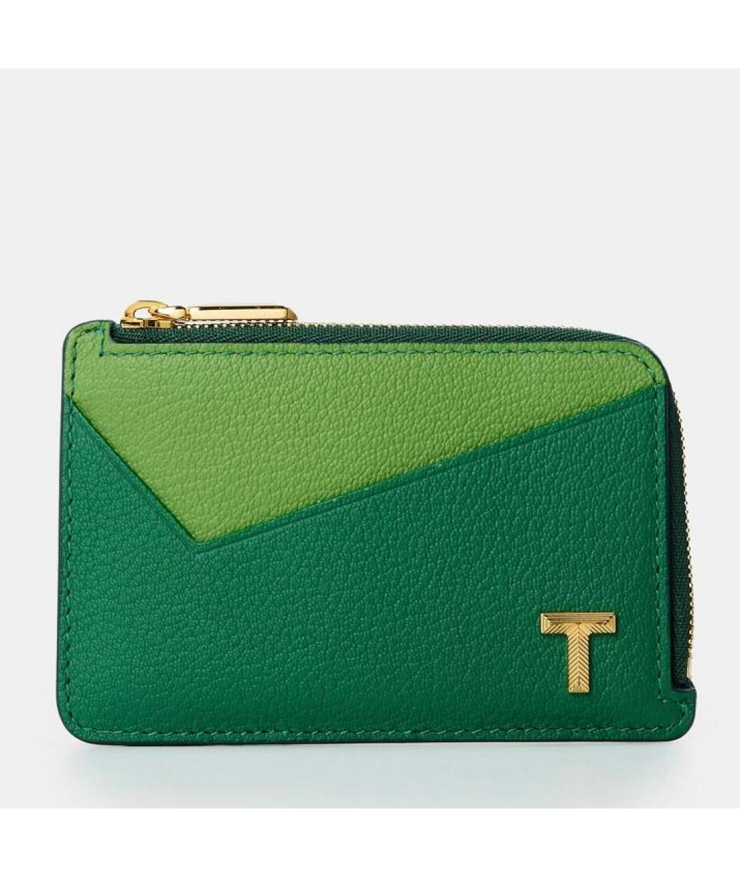 TIFFANY&CO Зеленый кожаный кардхолдер, фото 4