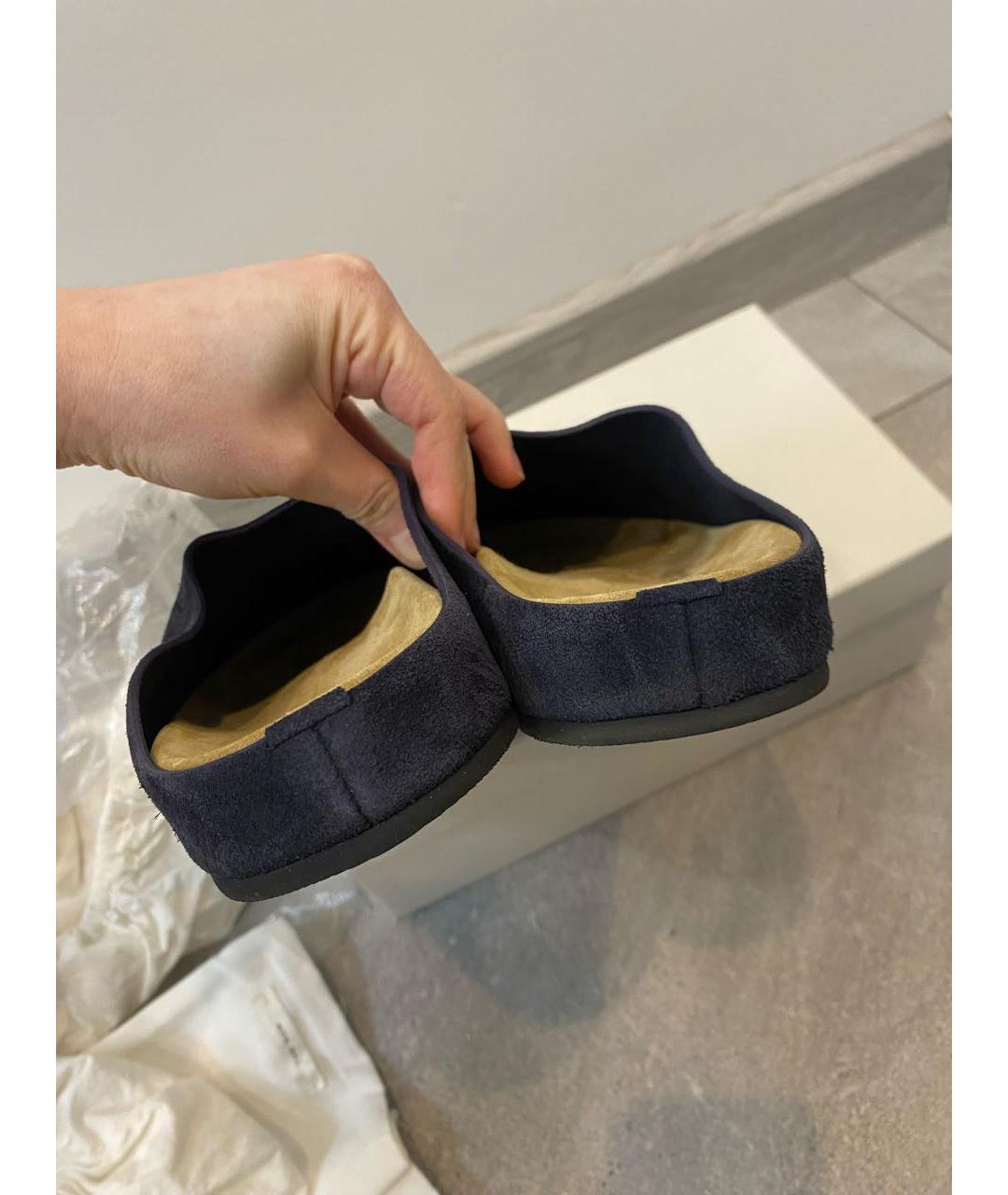 THE ROW Темно-синие кожаные мюли, фото 4