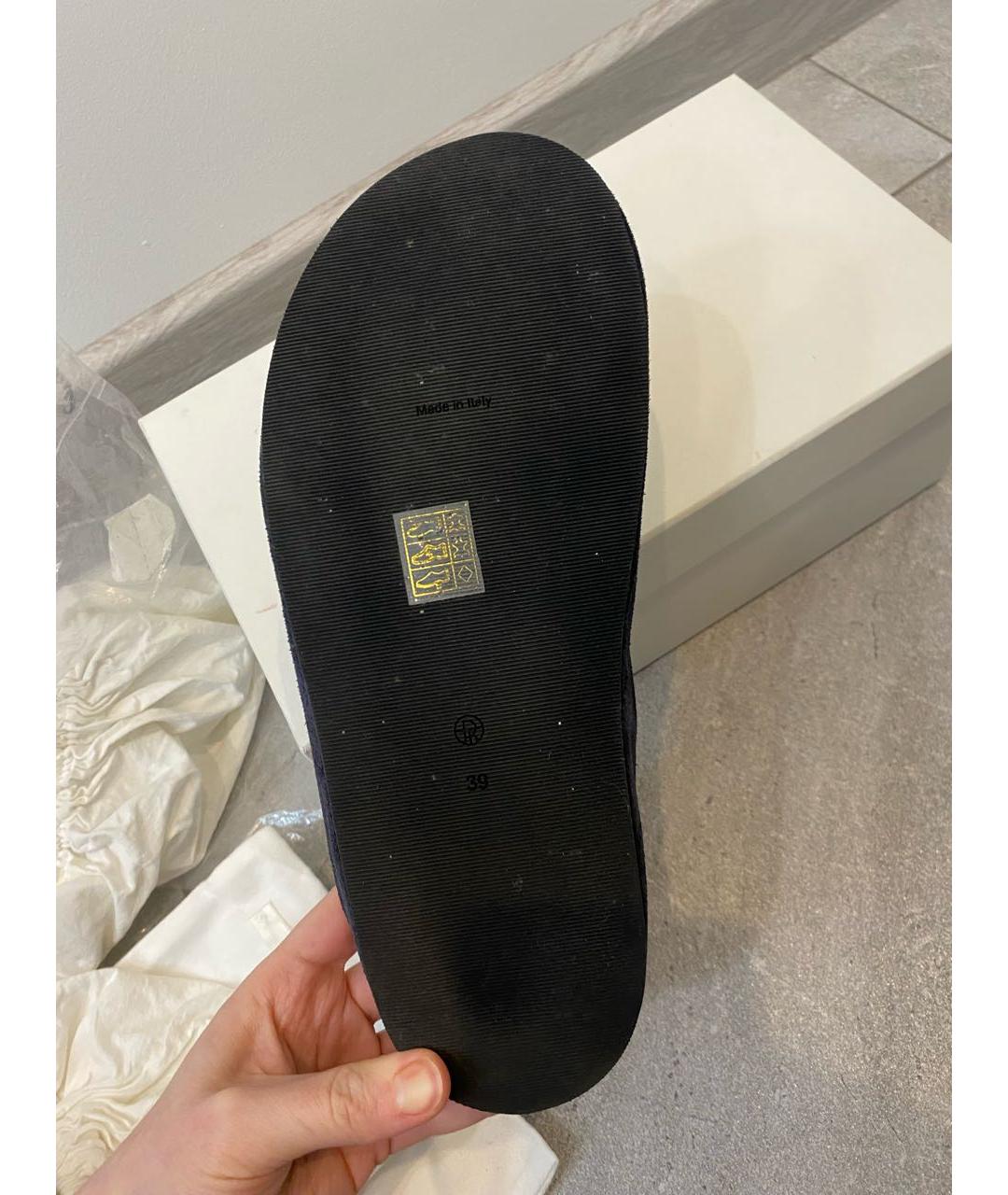 THE ROW Темно-синие кожаные мюли, фото 5