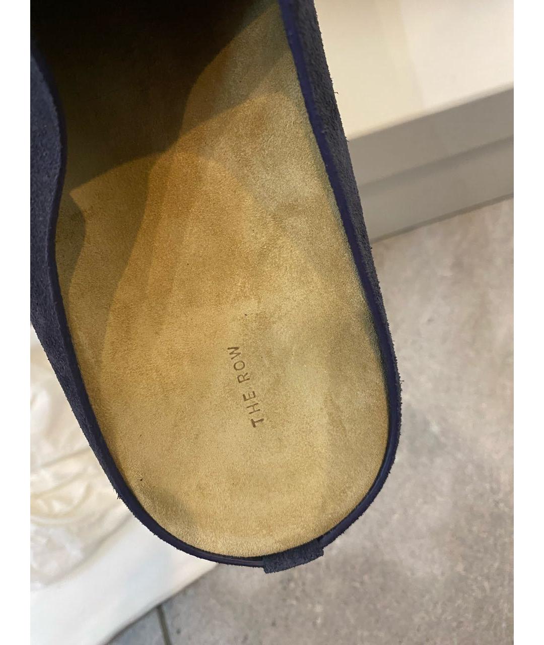 THE ROW Темно-синие кожаные мюли, фото 3