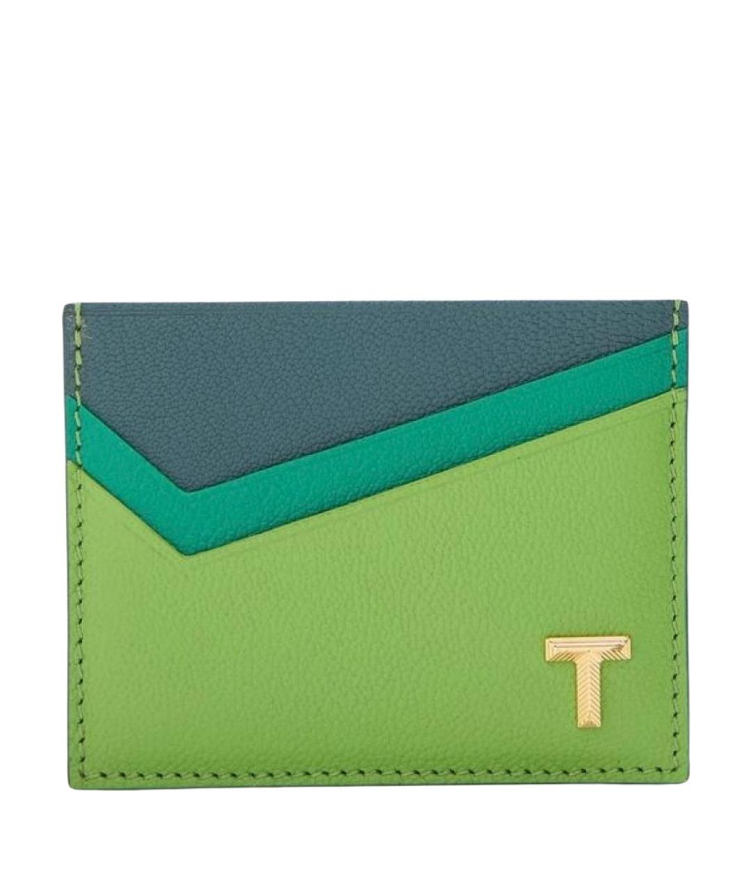 TIFFANY&CO Зеленый кожаный кардхолдер, фото 1