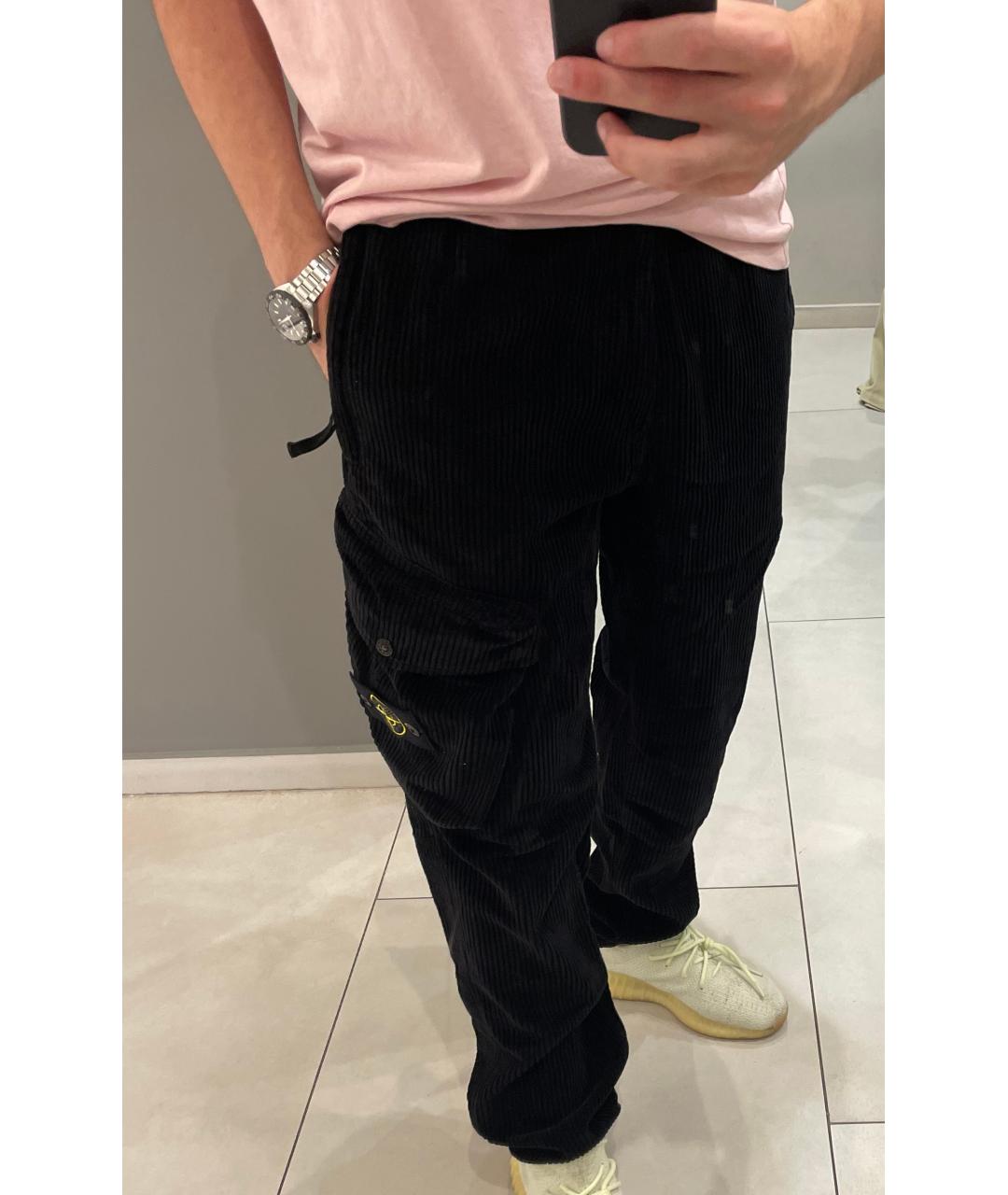 STONE ISLAND Черные хлопковые повседневные брюки, фото 4