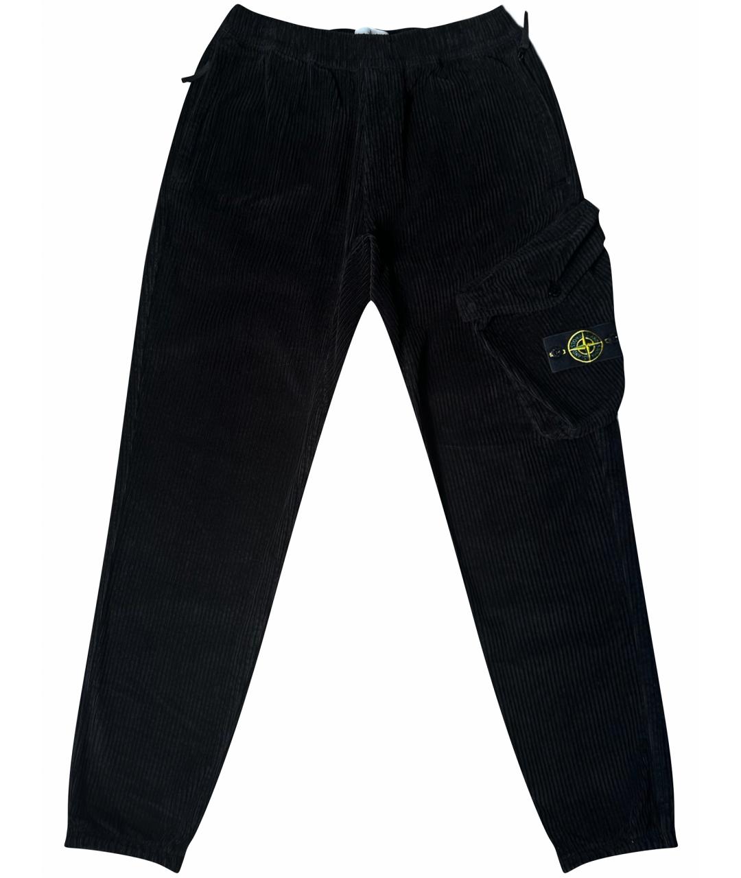 STONE ISLAND Черные хлопковые повседневные брюки, фото 1