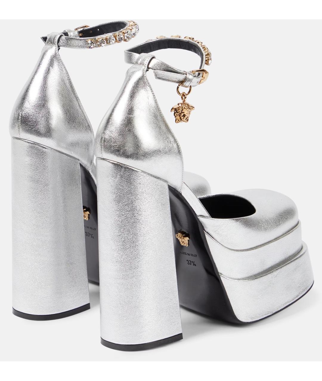 VERSACE Серебряные кожаные туфли, фото 2