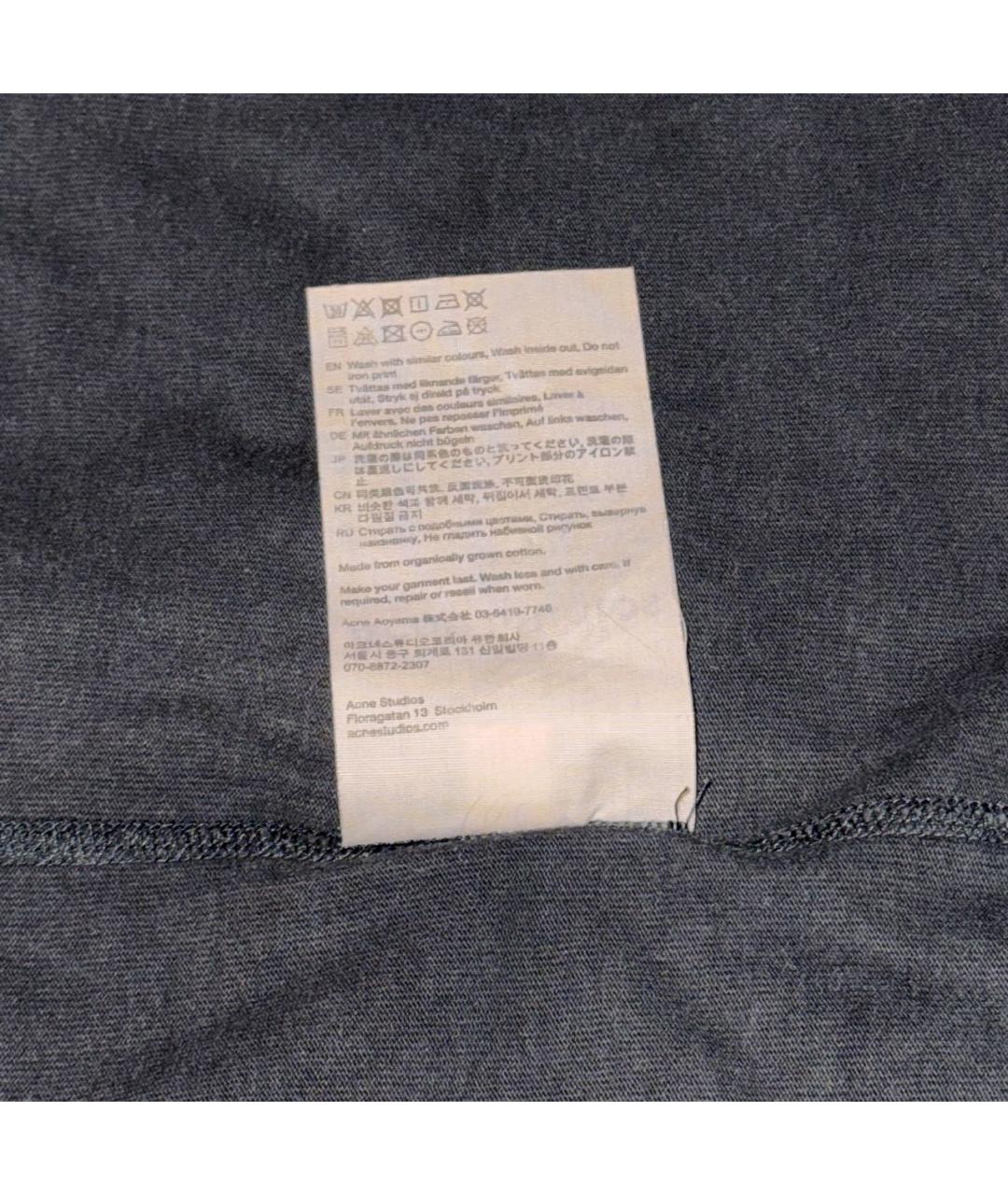 ACNE STUDIOS Темно-синяя хлопковая футболка, фото 5