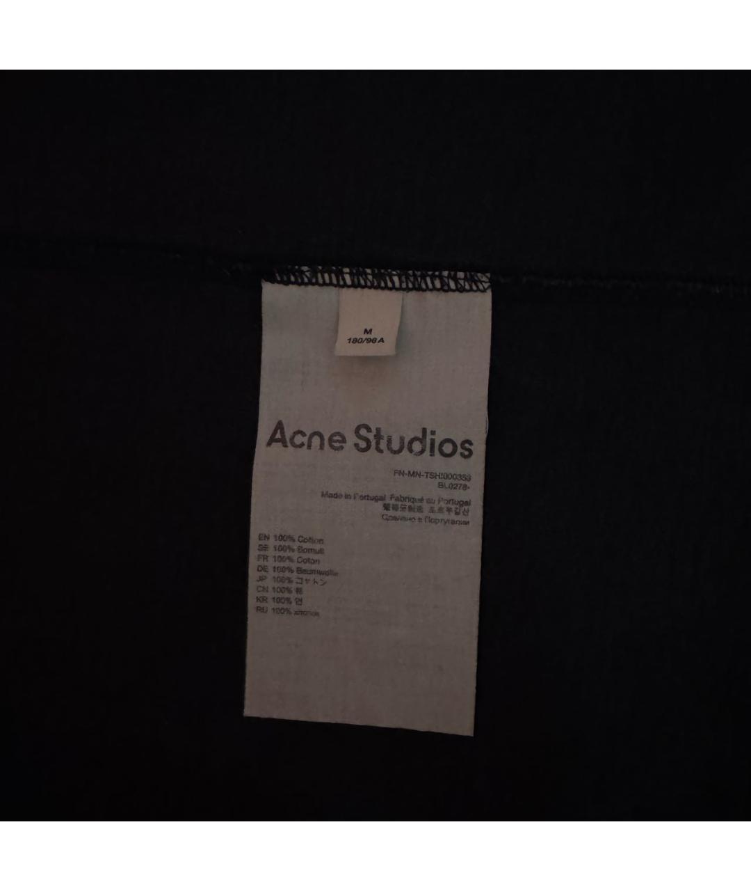 ACNE STUDIOS Темно-синяя хлопковая футболка, фото 3